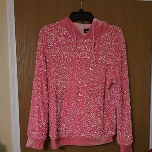 Glamorous Pink Sequin & Velvet Hoodie...NWOT size Small